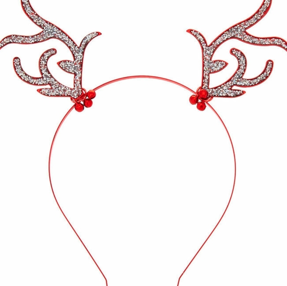 Accessories - Reindeer red green bells glitter antler headband